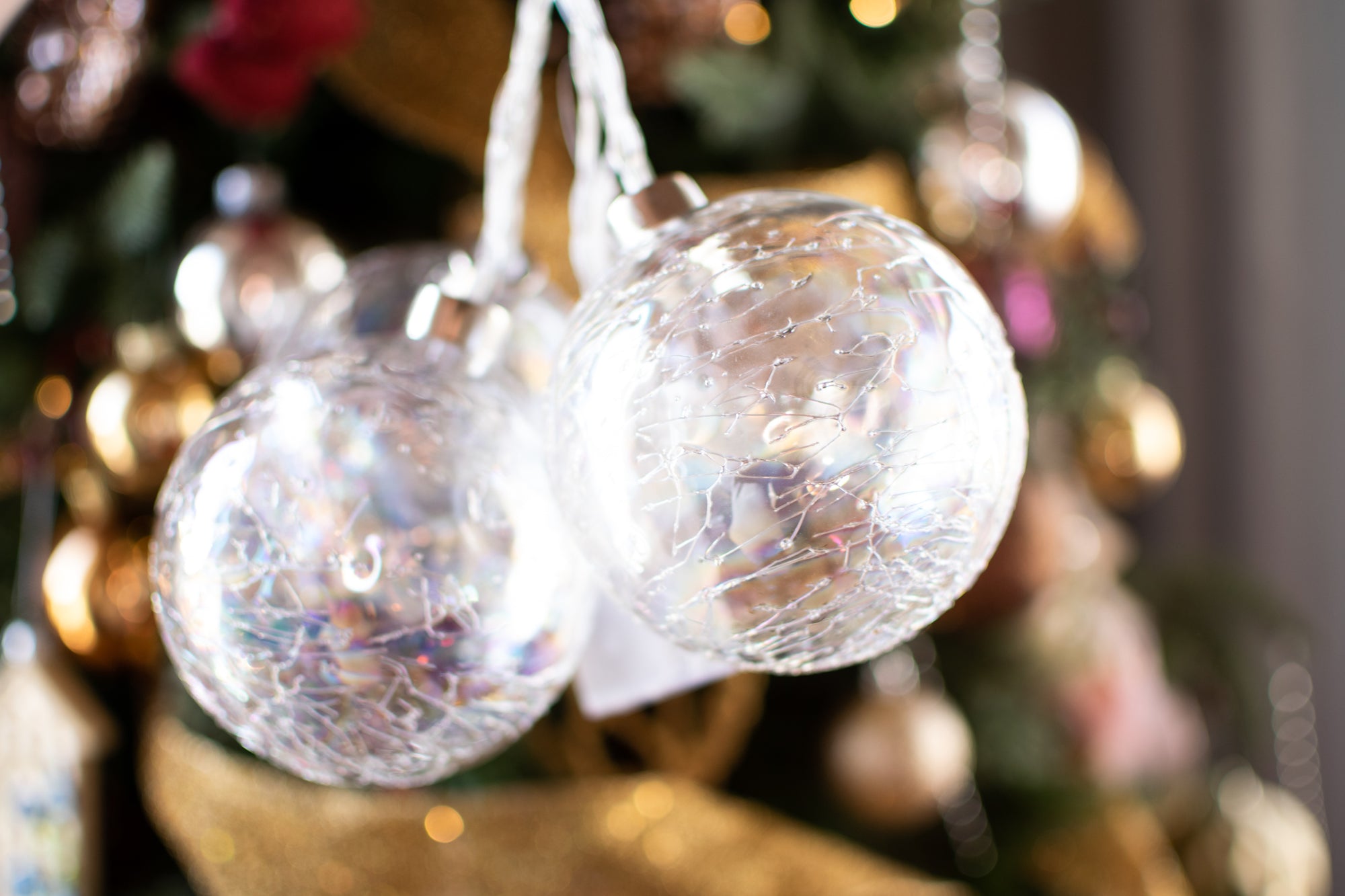 Shimmering Ball Ornaments - LED String of Lights