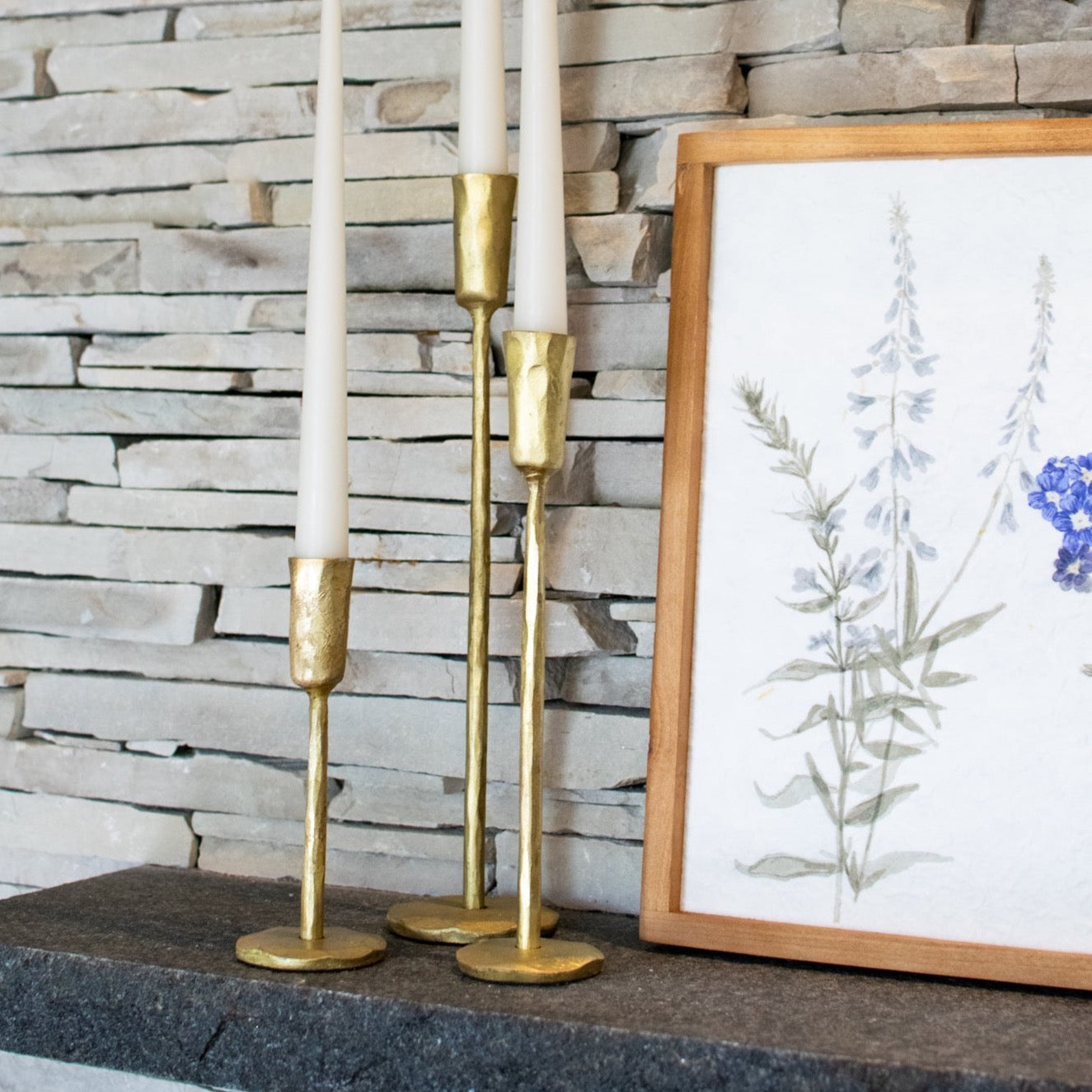 Luna Forged Candlesticks - Gold