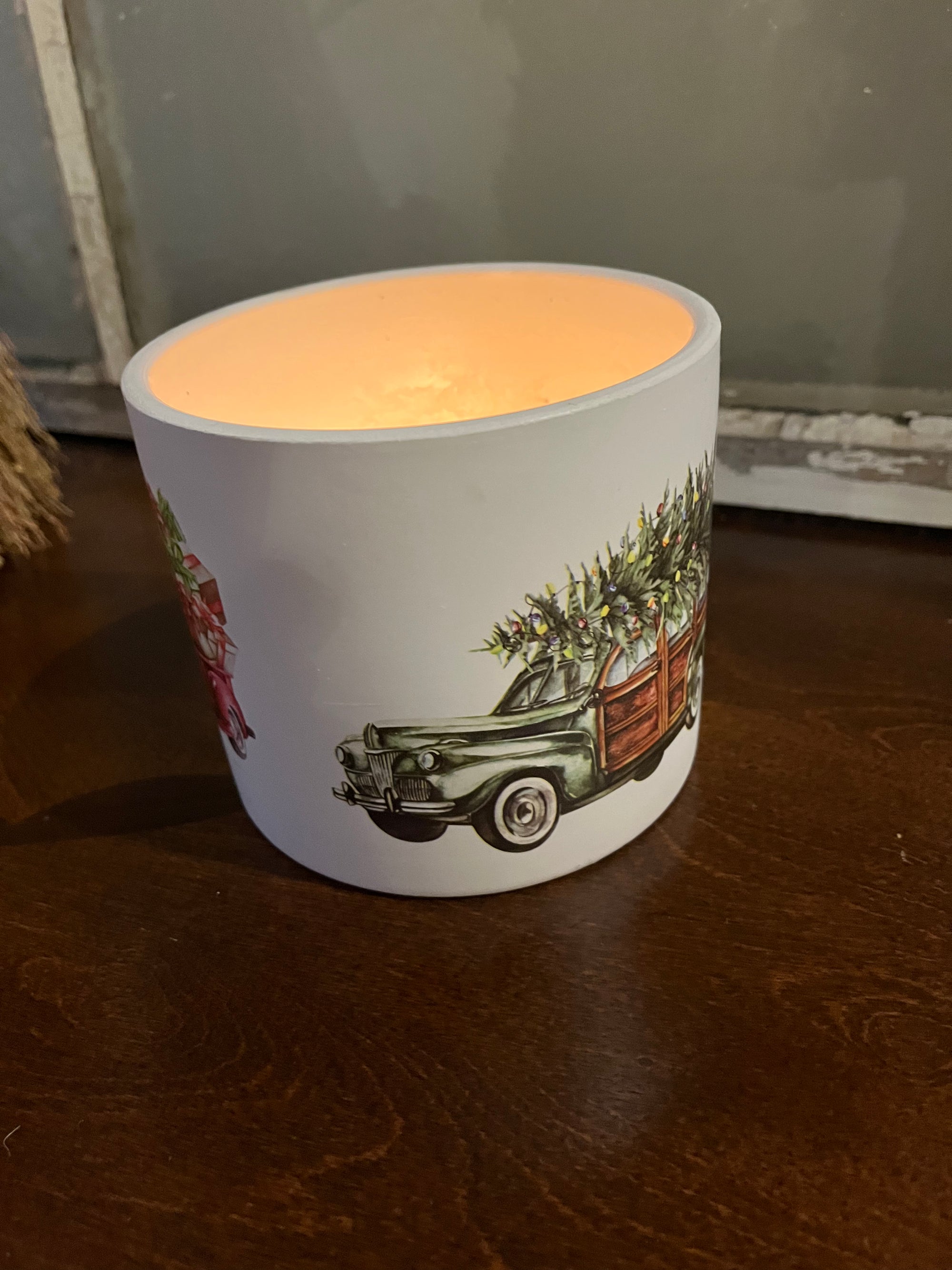 Christmas Trucks Wood Wick Candle