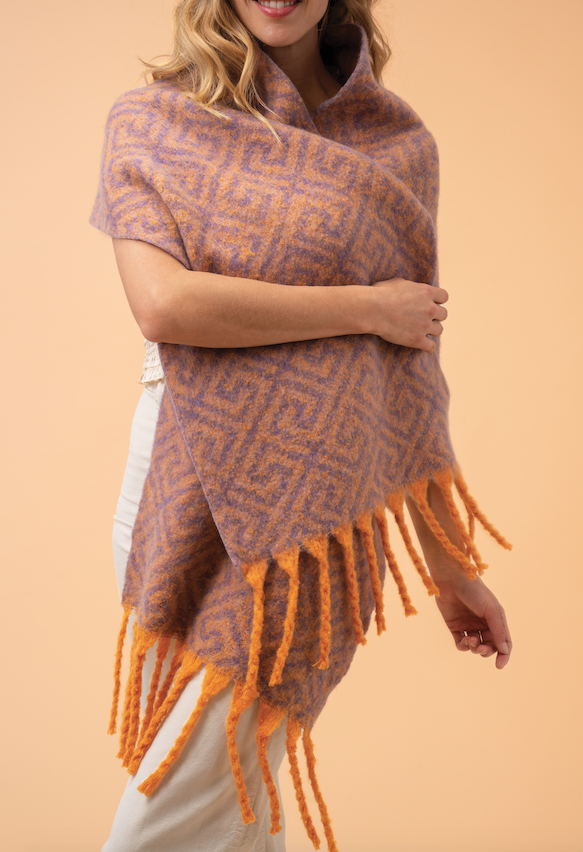 Athena Cosy Scarf - Tangerine/Lavender