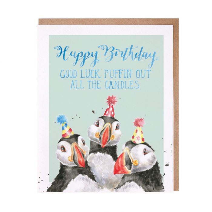 Puffin Out Candles - Wrendale Birthday Card