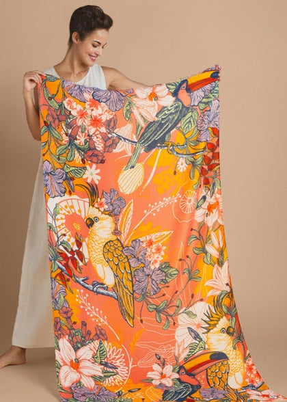 Printed Rainforest Feathered Friends Scarf