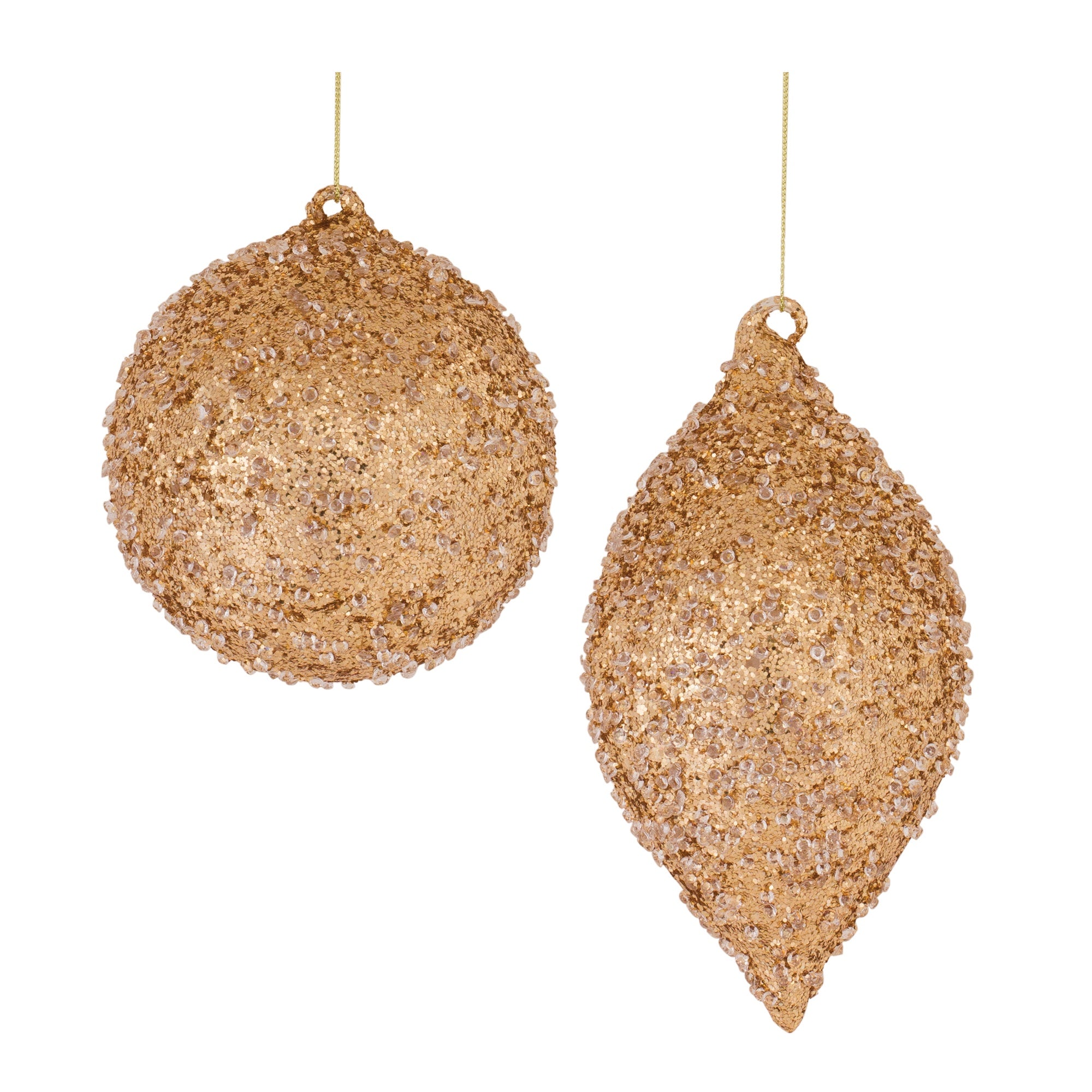 Textured Gold Glitter Ornaments