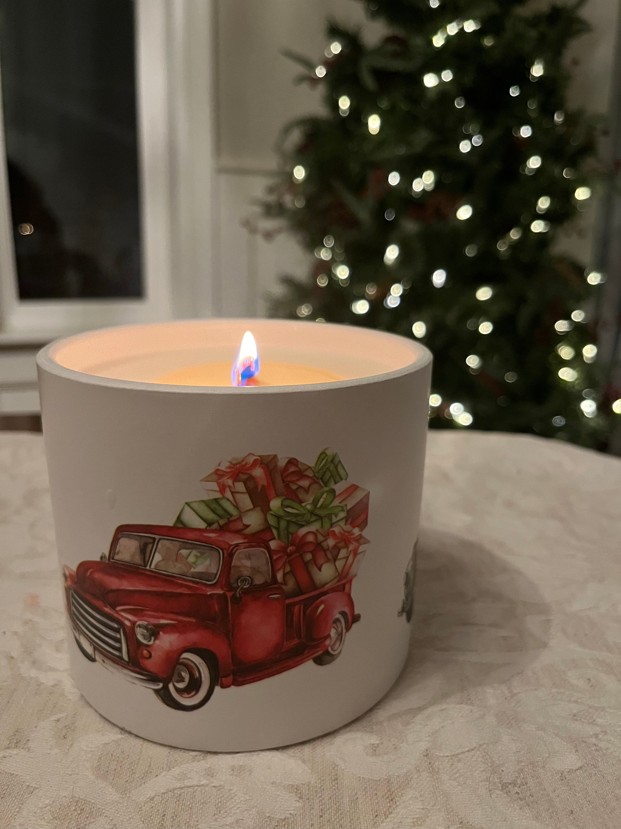 Christmas Trucks Wood Wick Candle