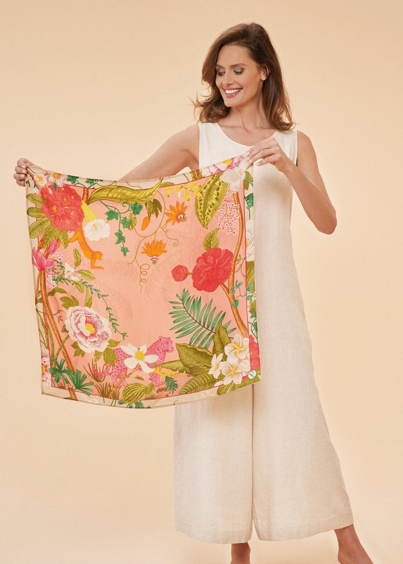 Tropical Flora & Fauna - 100% Silk Scarf