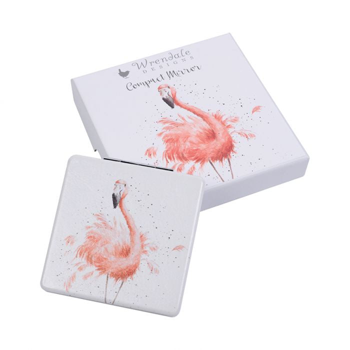 Wrendale Compact Mirror - 'Pretty in Pink' Flamingo