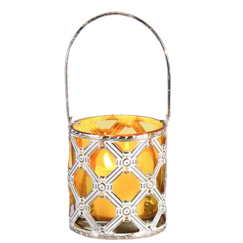 Small Yellow Glass Candle Holder