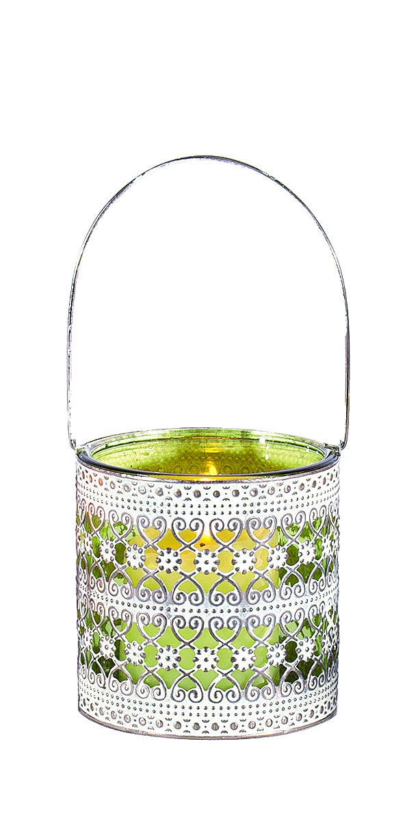 Green Glass Candle Holder